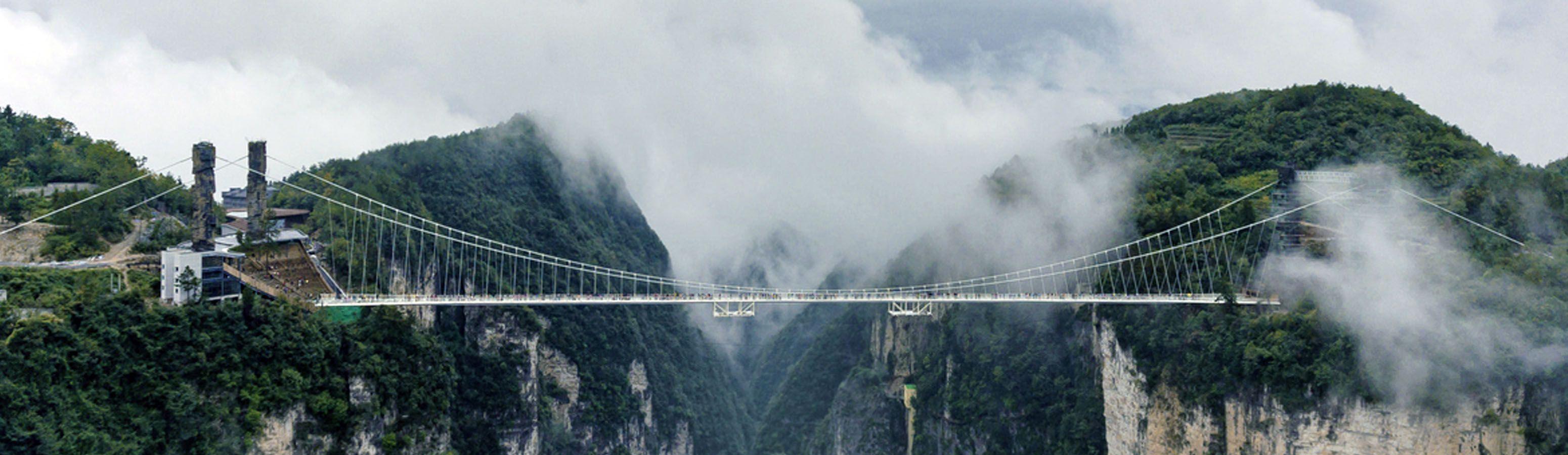 Glass bridge over dreamy landscape of Avatar
